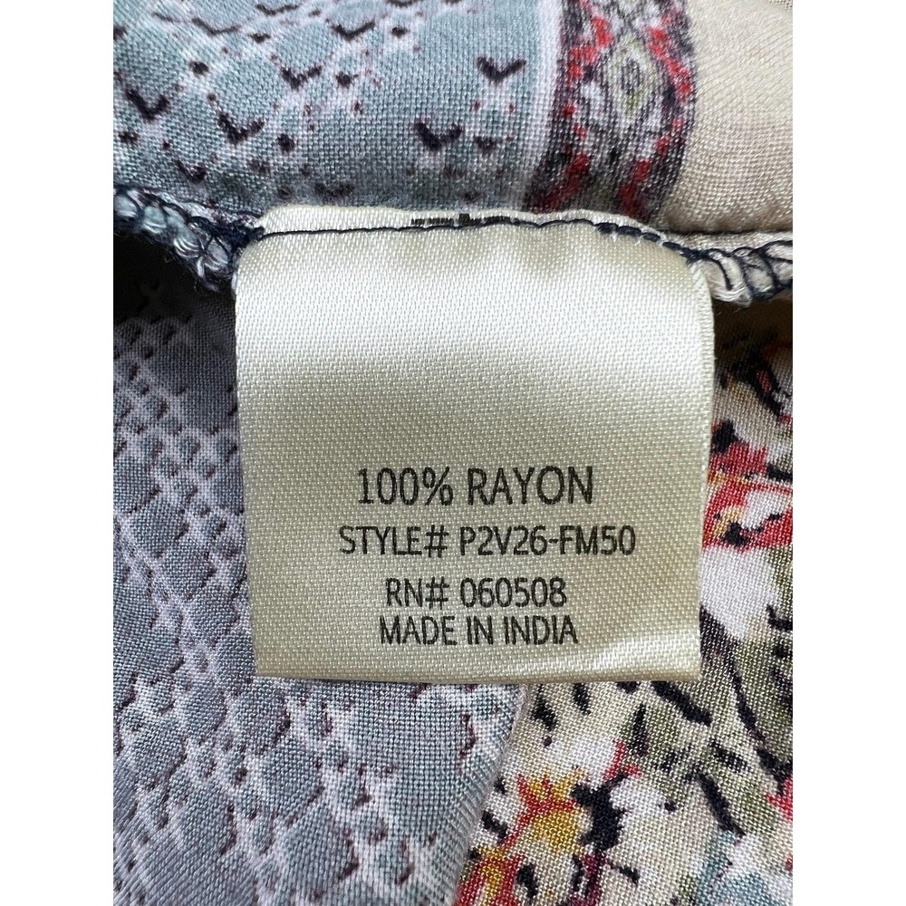 Alya Tank Top Womens Small Blue Floral V Neck Tie Back Boho Rayon Sleeveless - Picture 9 of 10